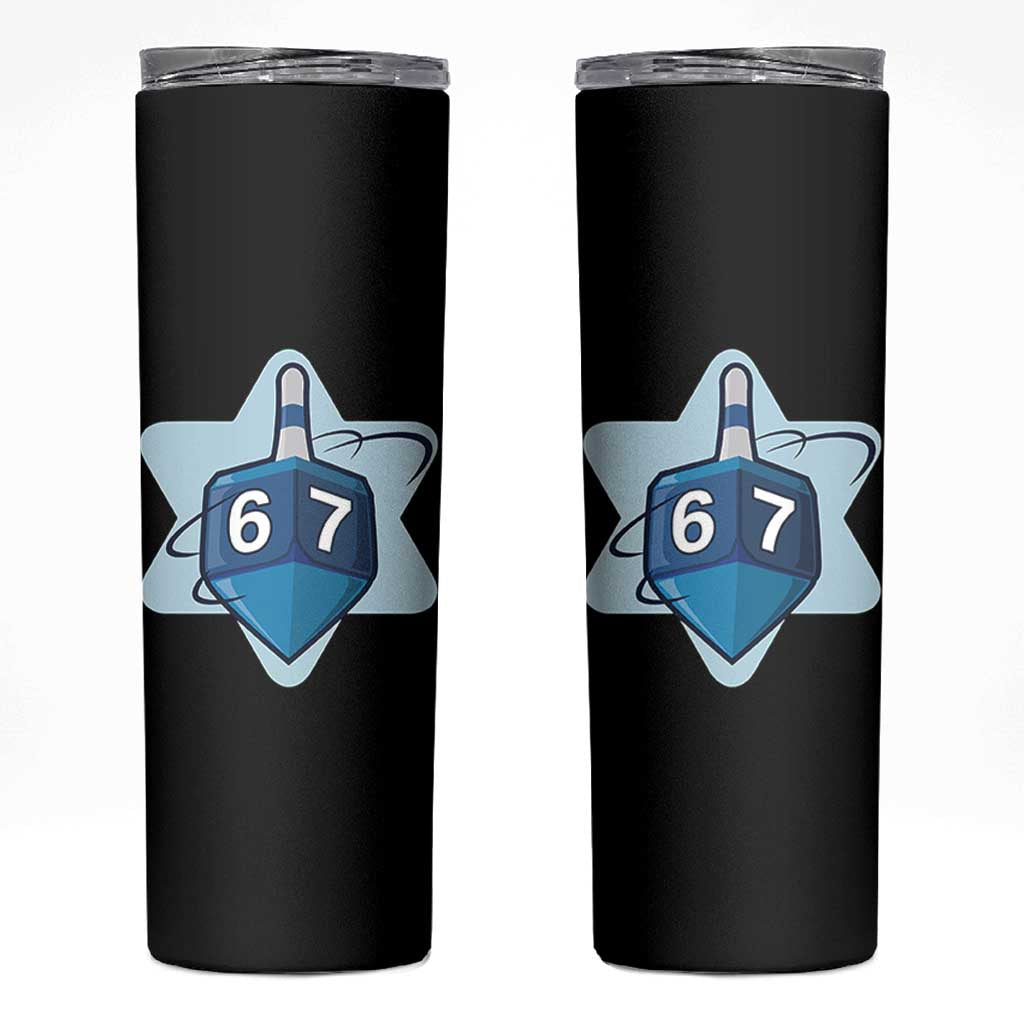 Funny Hanukkah 67 Skinny Tumbler Six Seven Meme Dreidel Star Of David - Wonder Print Shop