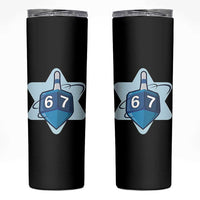 Funny Hanukkah 67 Skinny Tumbler Six Seven Meme Dreidel Star Of David - Wonder Print Shop