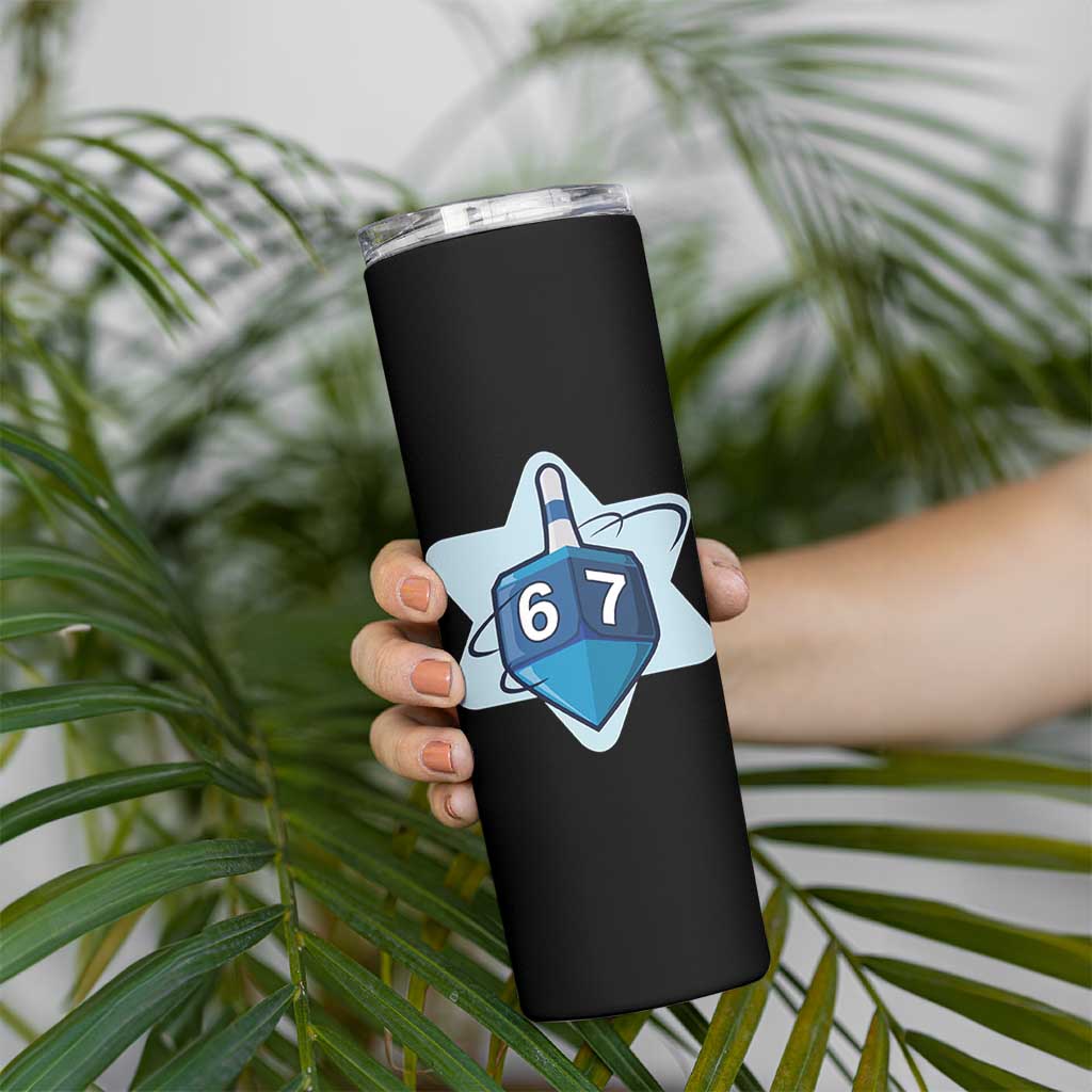 Funny Hanukkah 67 Skinny Tumbler Six Seven Meme Dreidel Star Of David - Wonder Print Shop