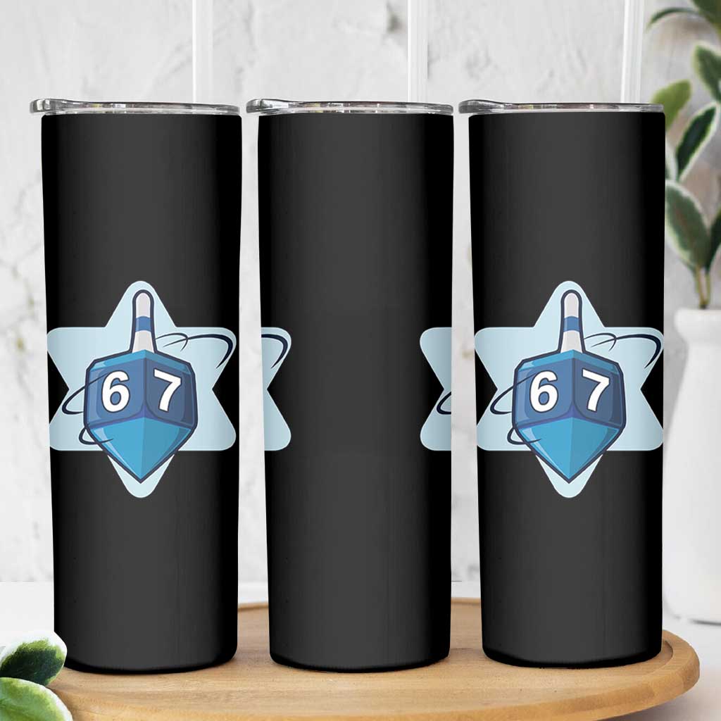 Funny Hanukkah 67 Skinny Tumbler Six Seven Meme Dreidel Star Of David - Wonder Print Shop