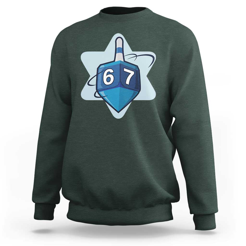 Funny Hanukkah 67 Sweatshirt Six Seven Meme Dreidel Star Of David - Wonder Print Shop