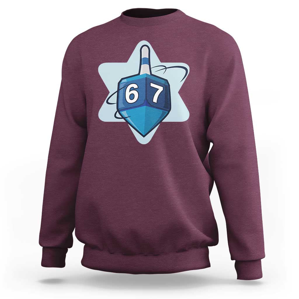 Funny Hanukkah 67 Sweatshirt Six Seven Meme Dreidel Star Of David - Wonder Print Shop