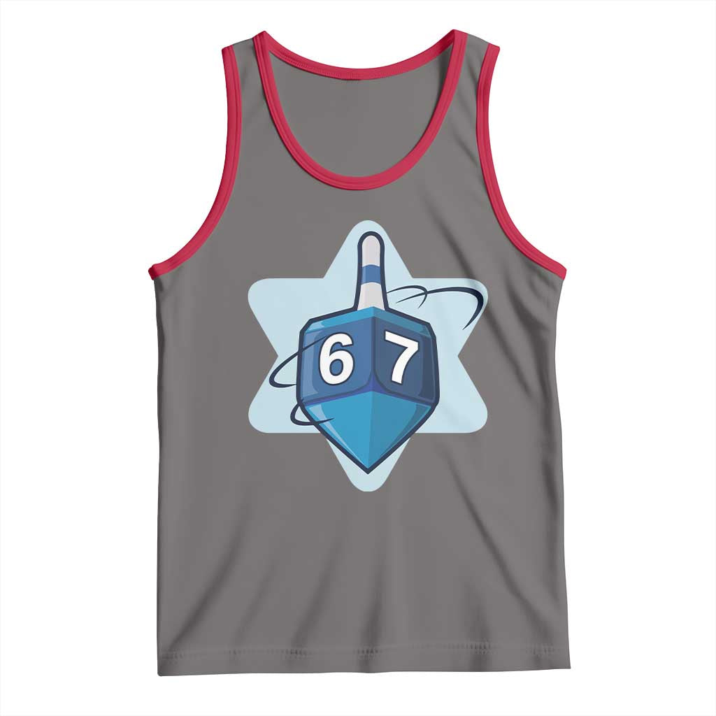 Funny Hanukkah 67 Tank Top Six Seven Meme Dreidel Star Of David - Wonder Print Shop