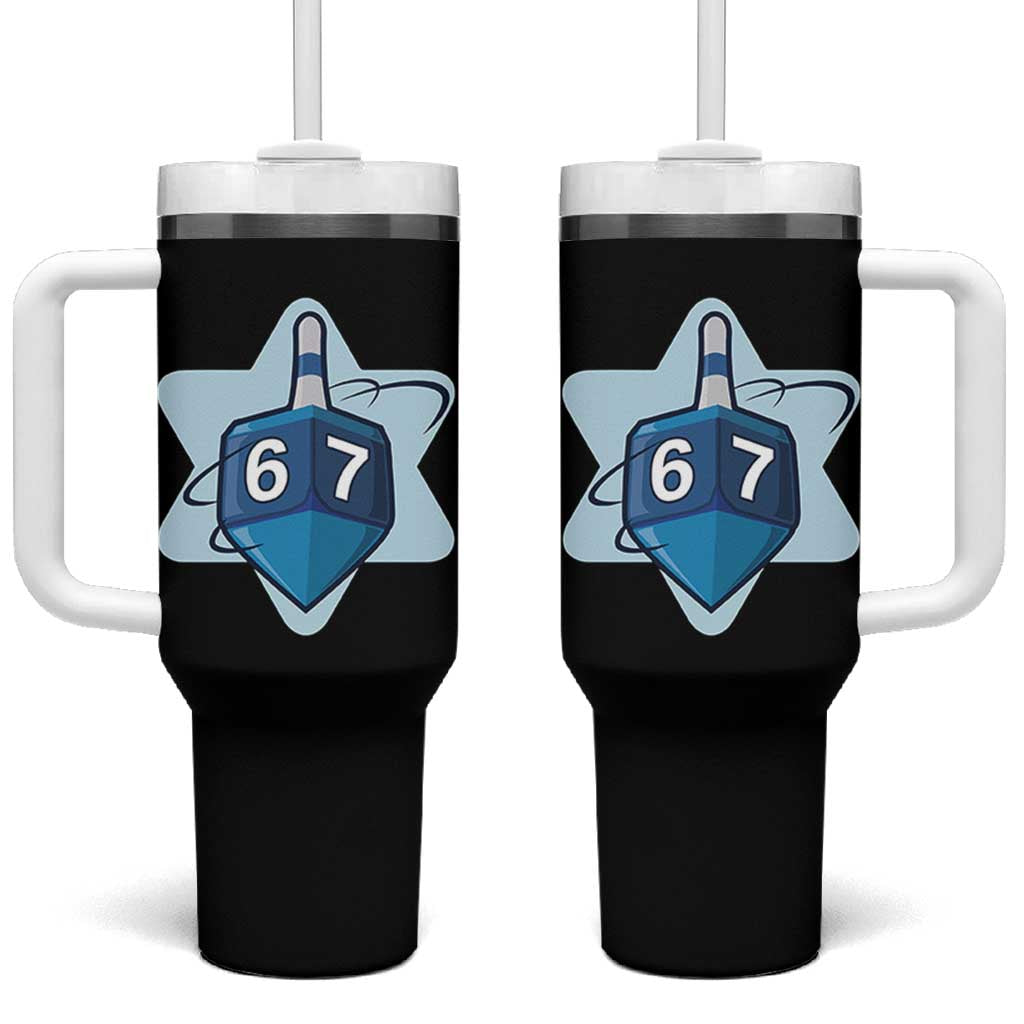 Funny Hanukkah 67 Tumbler With Handle Six Seven Meme Dreidel Star Of David - Wonder Print Shop