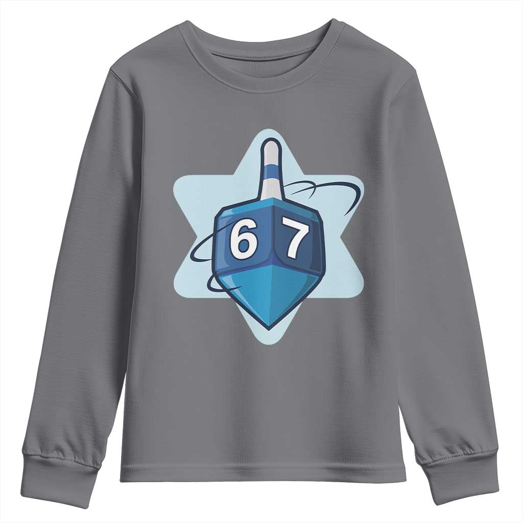 Funny Hanukkah 67 Youth Sweatshirt Six Seven Meme Dreidel Star Of David - Wonder Print Shop