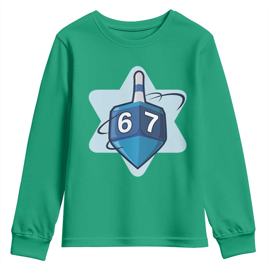 Funny Hanukkah 67 Youth Sweatshirt Six Seven Meme Dreidel Star Of David - Wonder Print Shop
