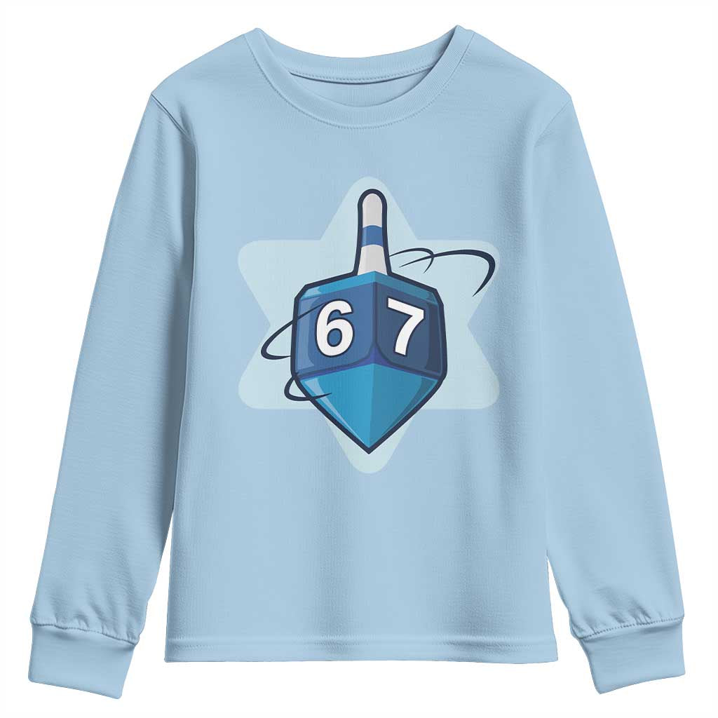 Funny Hanukkah 67 Youth Sweatshirt Six Seven Meme Dreidel Star Of David - Wonder Print Shop