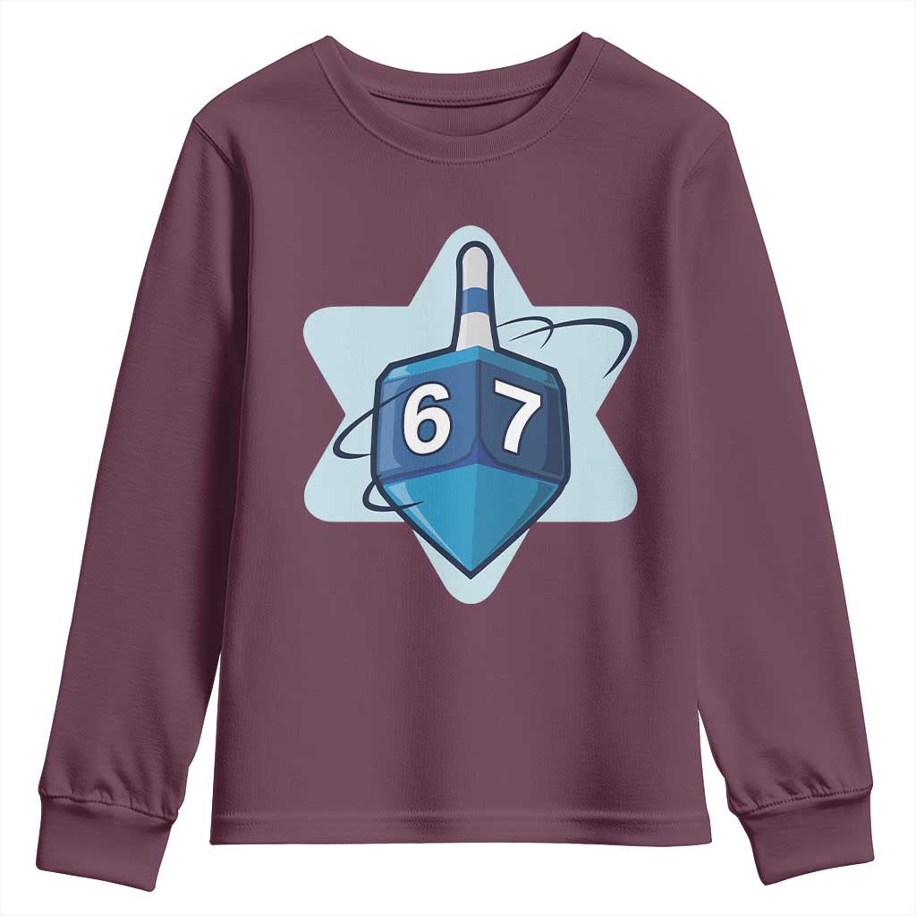 Funny Hanukkah 67 Youth Sweatshirt Six Seven Meme Dreidel Star Of David - Wonder Print Shop