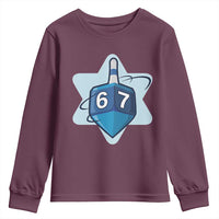 Funny Hanukkah 67 Youth Sweatshirt Six Seven Meme Dreidel Star Of David - Wonder Print Shop