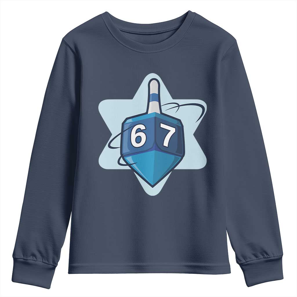 Funny Hanukkah 67 Youth Sweatshirt Six Seven Meme Dreidel Star Of David - Wonder Print Shop