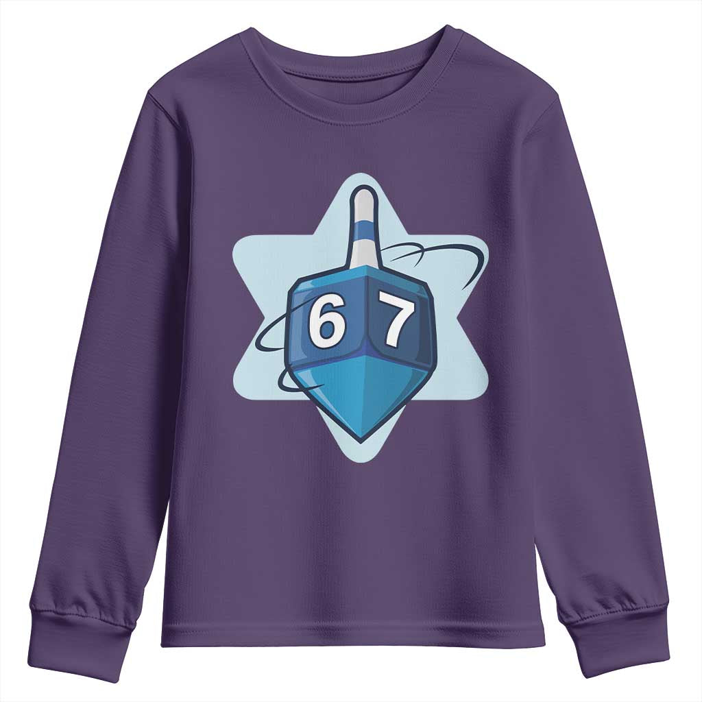 Funny Hanukkah 67 Youth Sweatshirt Six Seven Meme Dreidel Star Of David - Wonder Print Shop