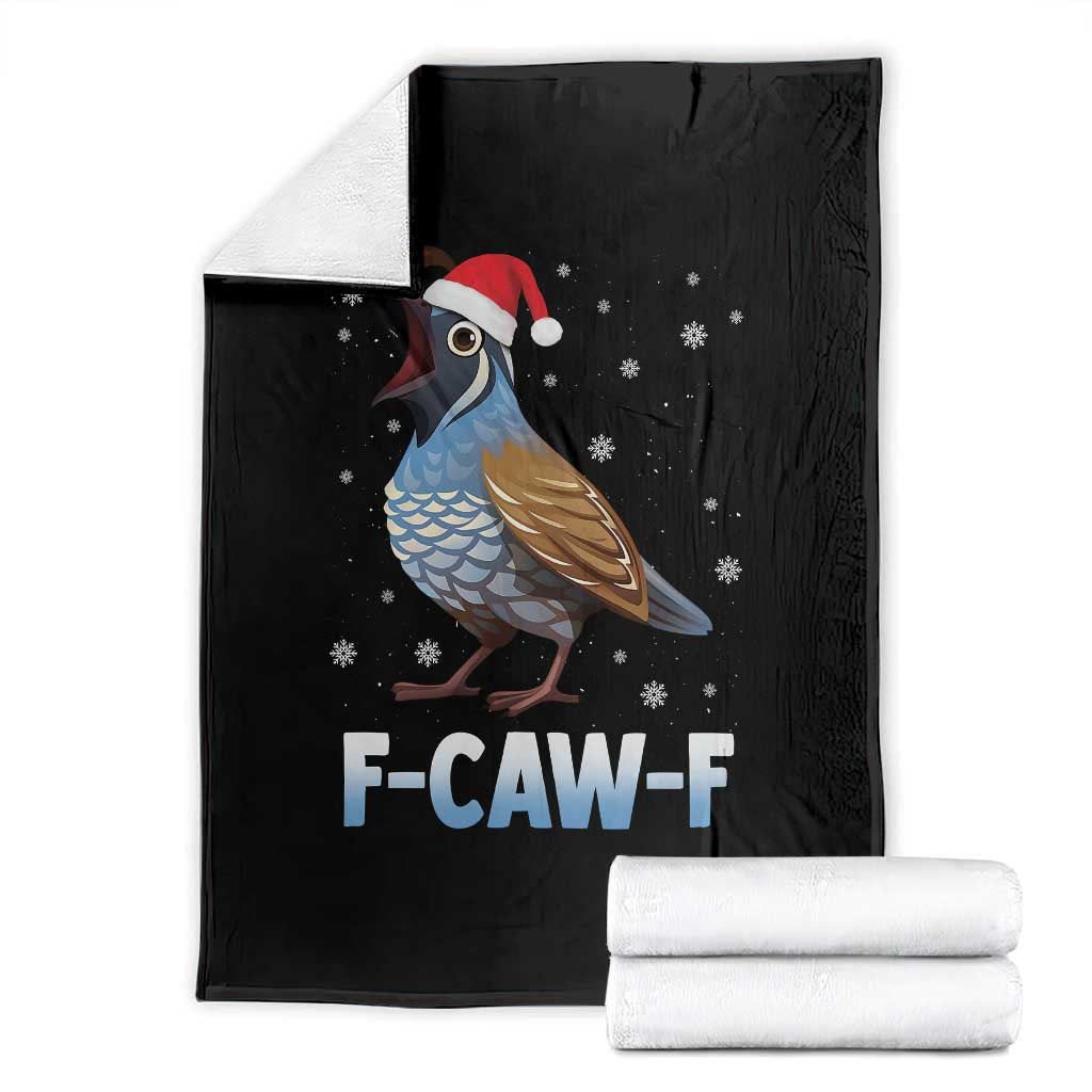 Funny F Caw F Quail Christmas Throw Blanket Cartoon Quail Bird Santa Hat Poultry Humor - Wonder Print Shop
