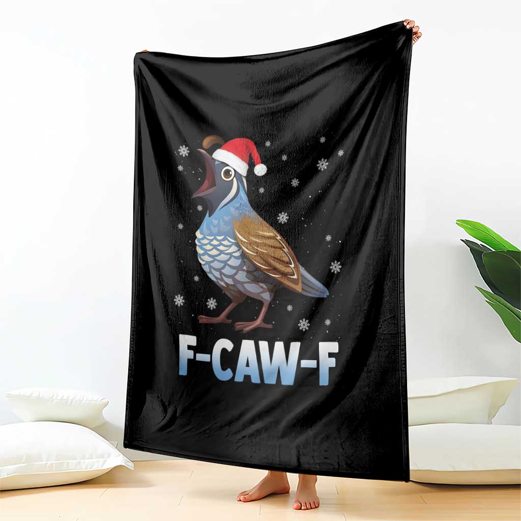 Funny F Caw F Quail Christmas Throw Blanket Cartoon Quail Bird Santa Hat Poultry Humor - Wonder Print Shop