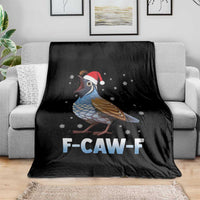 Funny F Caw F Quail Christmas Throw Blanket Cartoon Quail Bird Santa Hat Poultry Humor - Wonder Print Shop