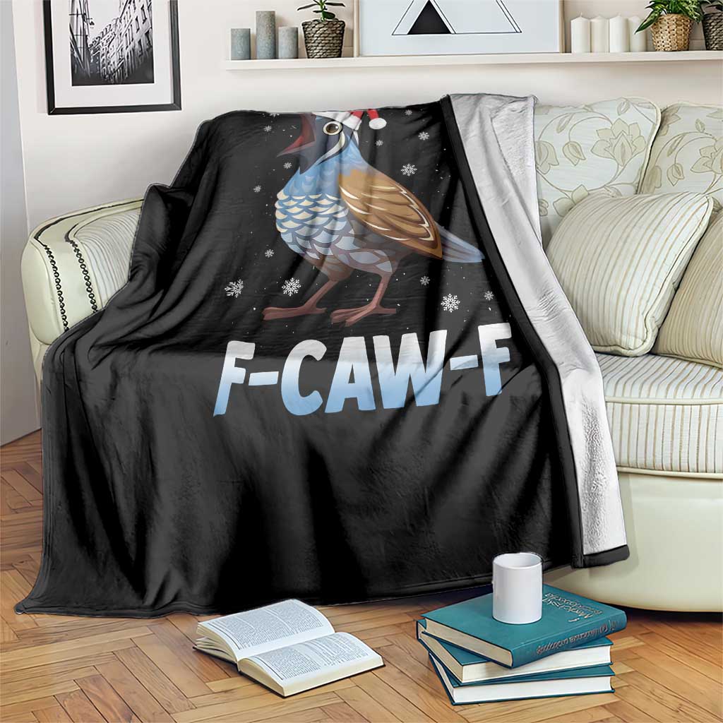 Funny F Caw F Quail Christmas Throw Blanket Cartoon Quail Bird Santa Hat Poultry Humor - Wonder Print Shop