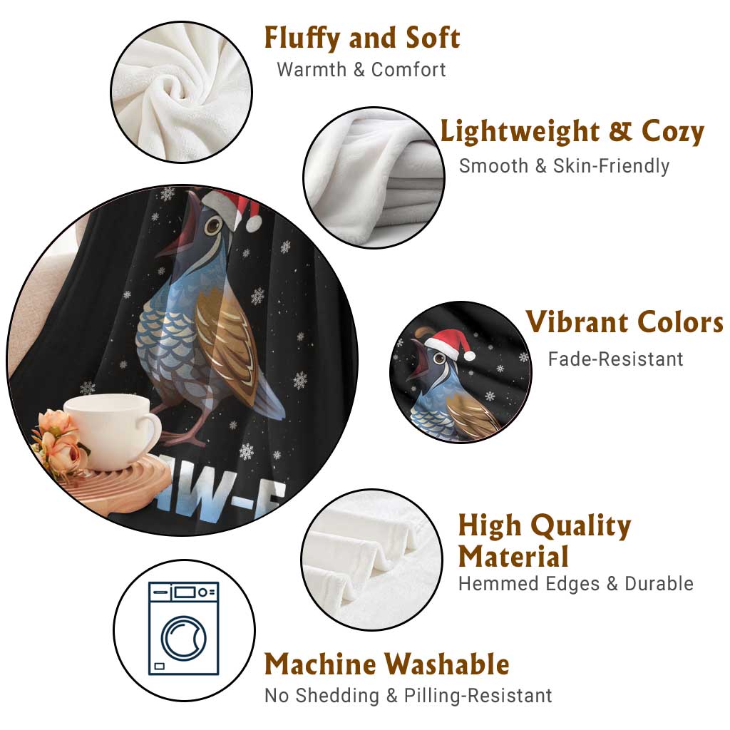 Funny F Caw F Quail Christmas Throw Blanket Cartoon Quail Bird Santa Hat Poultry Humor - Wonder Print Shop