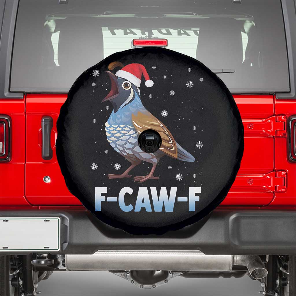Funny F Caw F Quail Christmas Spare Tire Cover Cartoon Quail Bird Santa Hat Poultry Humor - Wonder Print Shop