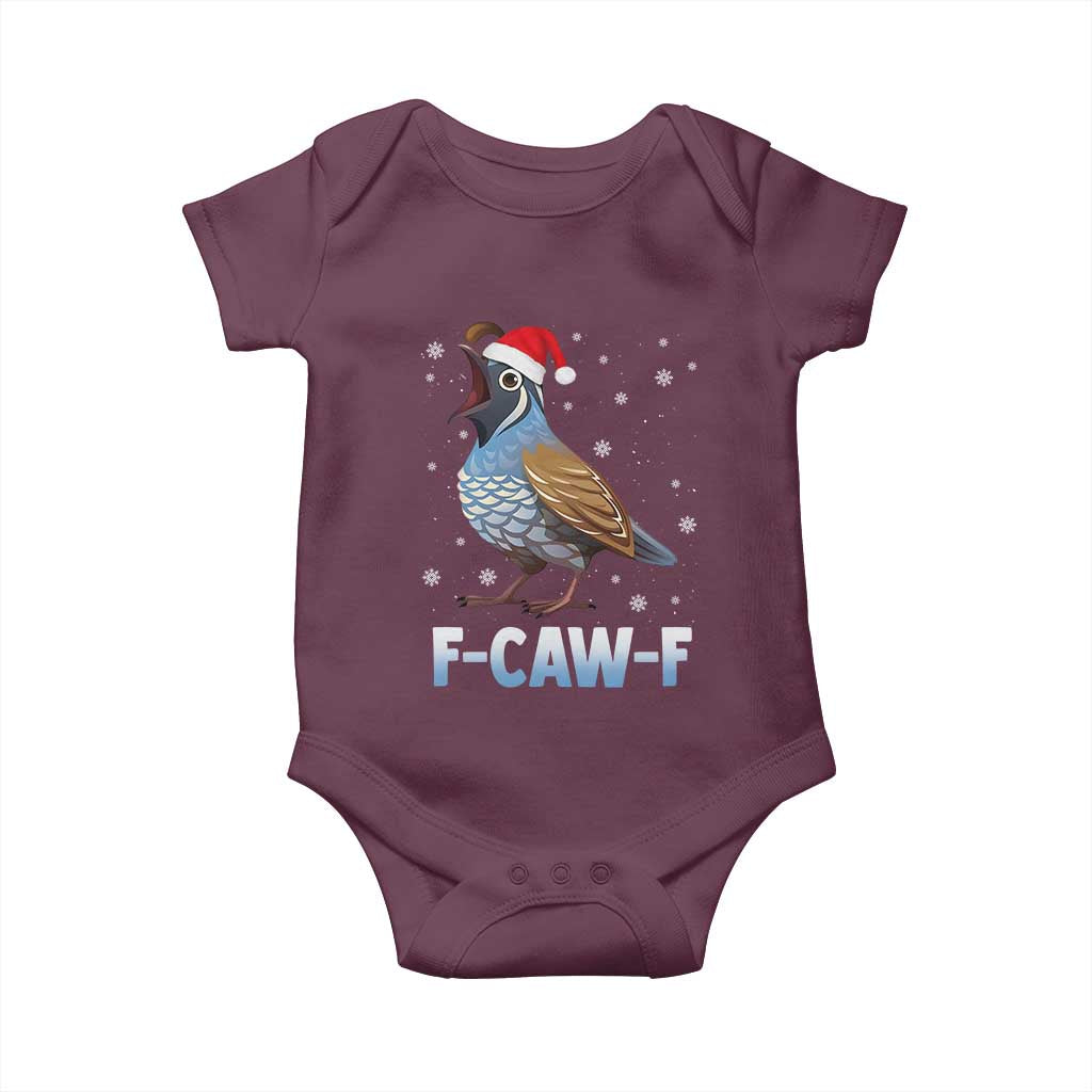 Funny F Caw F Quail Christmas Baby Onesie Cartoon Quail Bird Santa Hat Poultry Humor - Wonder Print Shop