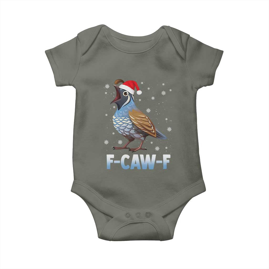 Funny F Caw F Quail Christmas Baby Onesie Cartoon Quail Bird Santa Hat Poultry Humor - Wonder Print Shop