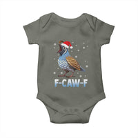 Funny F Caw F Quail Christmas Baby Onesie Cartoon Quail Bird Santa Hat Poultry Humor - Wonder Print Shop