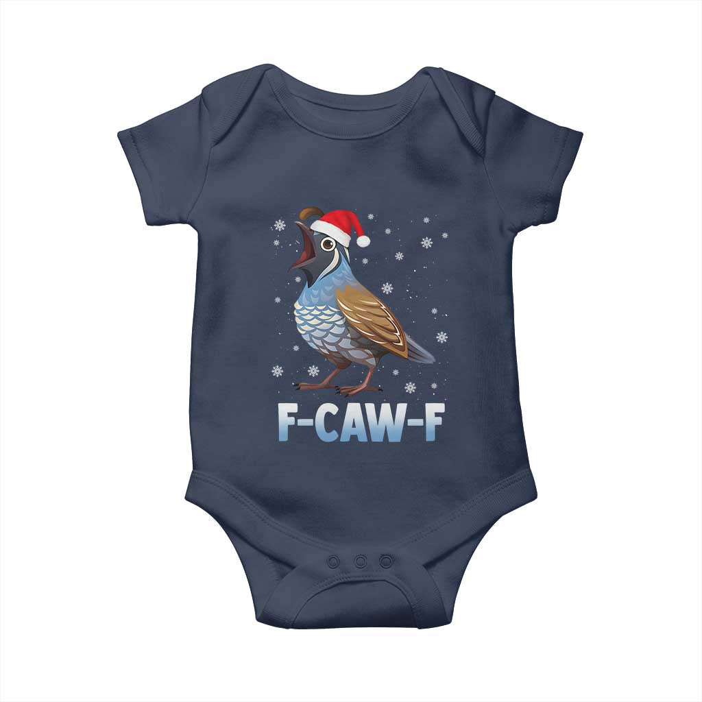 Funny F Caw F Quail Christmas Baby Onesie Cartoon Quail Bird Santa Hat Poultry Humor - Wonder Print Shop