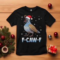 Funny F Caw F Quail Christmas T Shirt Cartoon Quail Bird Santa Hat Poultry Humor - Wonder Print Shop