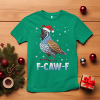 Funny F Caw F Quail Christmas T Shirt Cartoon Quail Bird Santa Hat Poultry Humor - Wonder Print Shop