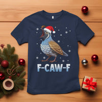 Funny F Caw F Quail Christmas T Shirt Cartoon Quail Bird Santa Hat Poultry Humor - Wonder Print Shop