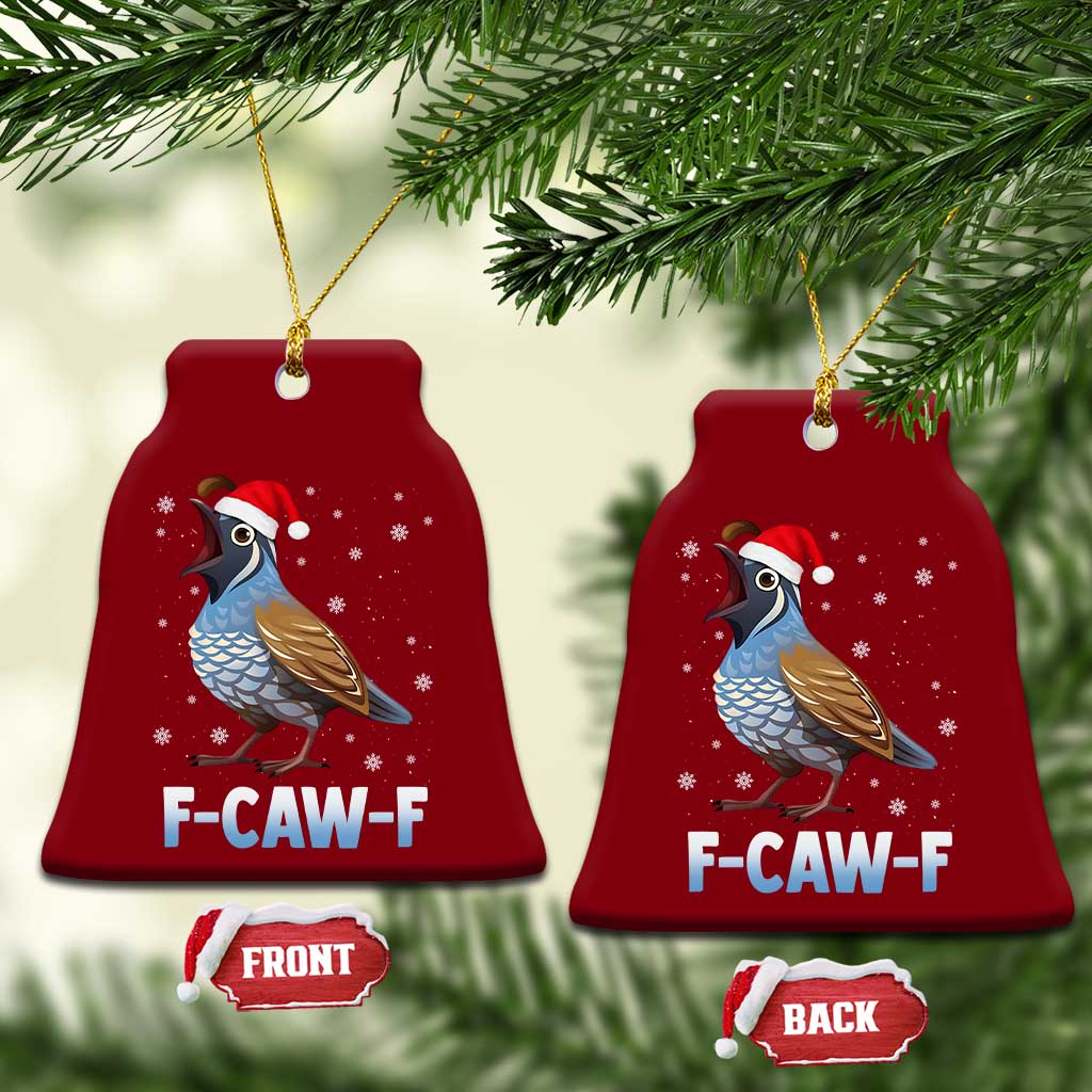 Funny F Caw F Quail Christmas Ceramic Ornament Cartoon Quail Bird Santa Hat Poultry Humor - Wonder Print Shop