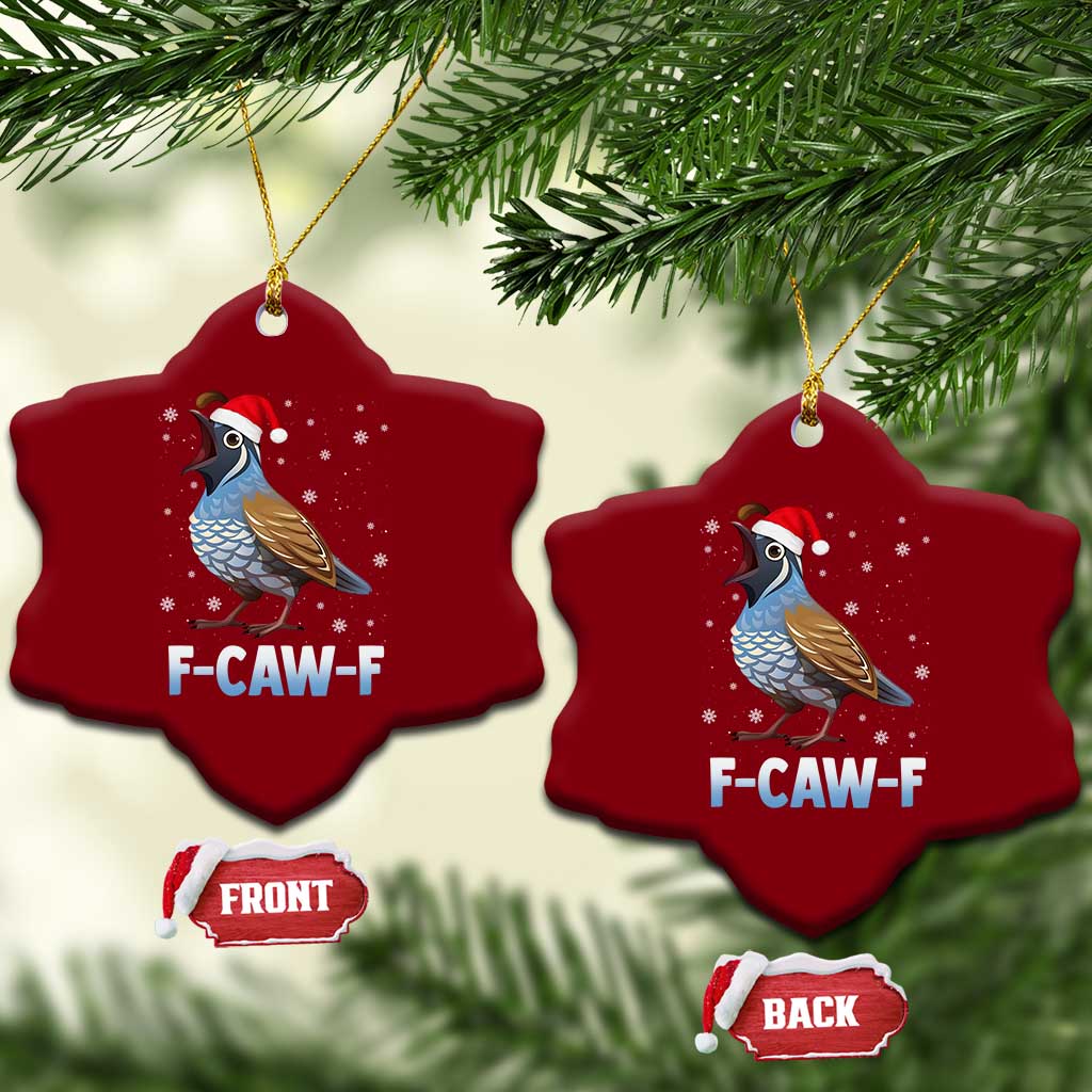 Funny F Caw F Quail Christmas Ceramic Ornament Cartoon Quail Bird Santa Hat Poultry Humor - Wonder Print Shop