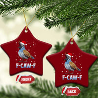 Funny F Caw F Quail Christmas Ceramic Ornament Cartoon Quail Bird Santa Hat Poultry Humor - Wonder Print Shop