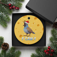 Funny F Caw F Quail Christmas Ceramic Ornament Cartoon Quail Bird Santa Hat Poultry Humor - Wonder Print Shop