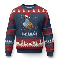 Funny F Caw F Quail Xmas Ugly Christmas Sweater Cartoon Quail Bird Santa Hat Poultry Humor - Wonder Print Shop