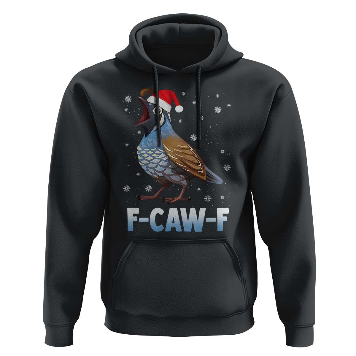 Funny F Caw F Quail Christmas Hoodie Cartoon Quail Bird Santa Hat Poultry Humor - Wonder Print Shop