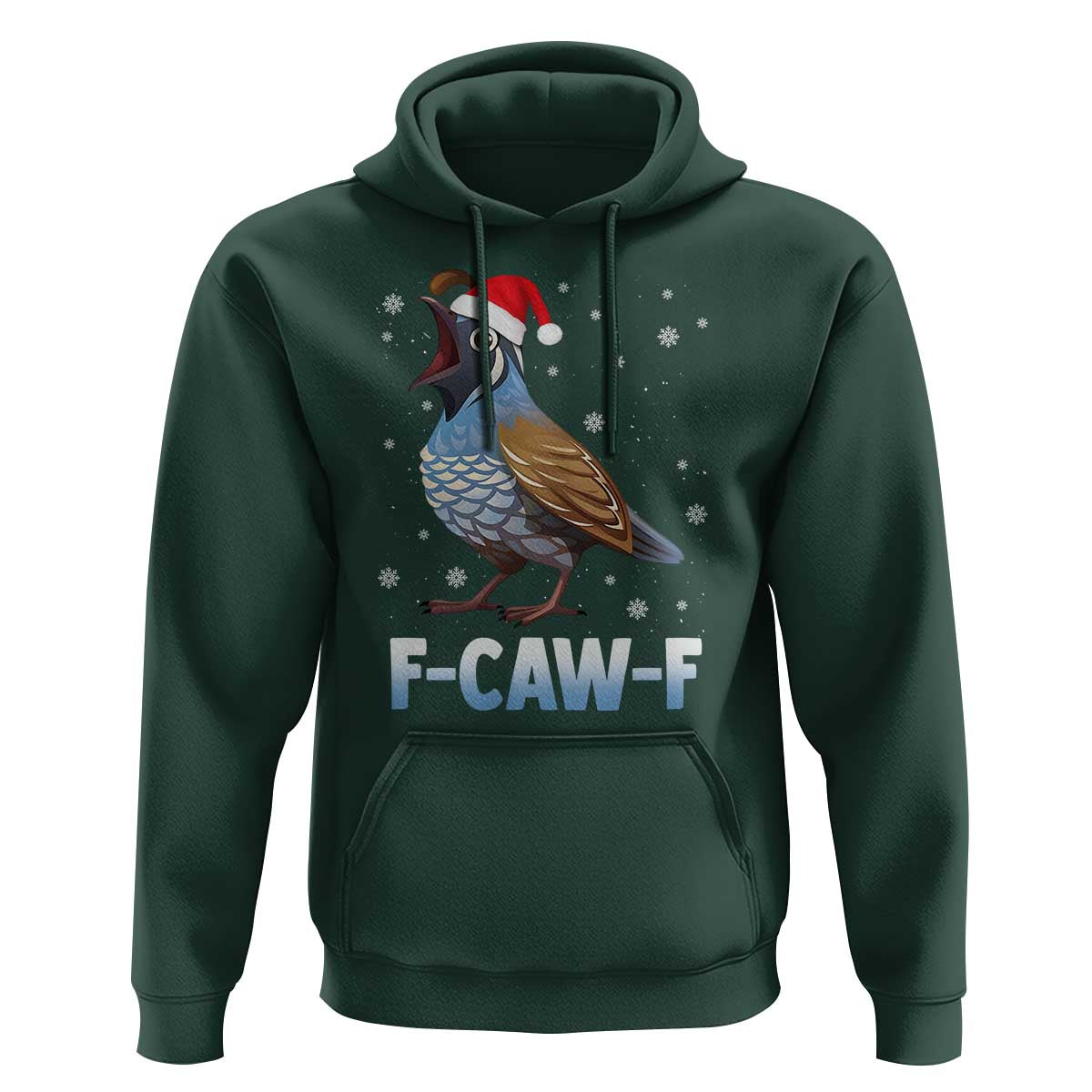 Funny F Caw F Quail Christmas Hoodie Cartoon Quail Bird Santa Hat Poultry Humor - Wonder Print Shop