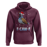 Funny F Caw F Quail Christmas Hoodie Cartoon Quail Bird Santa Hat Poultry Humor - Wonder Print Shop