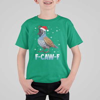 Funny F Caw F Quail Christmas T Shirt For Kid Cartoon Quail Bird Santa Hat Poultry Humor - Wonder Print Shop