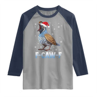 Funny F Caw F Quail Christmas Raglan Shirt Cartoon Quail Bird Santa Hat Poultry Humor - Wonder Print Shop