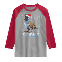 Funny F Caw F Quail Christmas Raglan Shirt Cartoon Quail Bird Santa Hat Poultry Humor - Wonder Print Shop