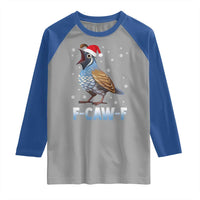 Funny F Caw F Quail Christmas Raglan Shirt Cartoon Quail Bird Santa Hat Poultry Humor - Wonder Print Shop
