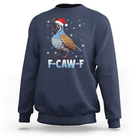 Funny F Caw F Quail Christmas Sweatshirt Cartoon Quail Bird Santa Hat Poultry Humor - Wonder Print Shop