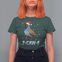 Funny F Caw F Quail Christmas T Shirt For Women Cartoon Quail Bird Santa Hat Poultry Humor - Wonder Print Shop