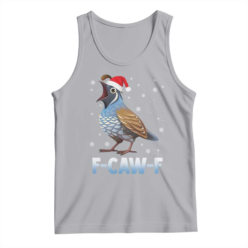 Funny F Caw F Quail Christmas Tank Top Cartoon Quail Bird Santa Hat Poultry Humor - Wonder Print Shop