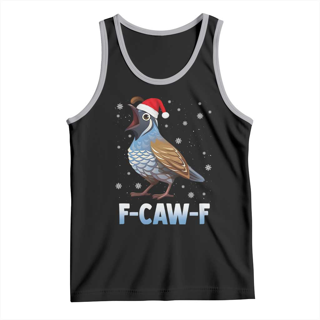 Funny F Caw F Quail Christmas Tank Top Cartoon Quail Bird Santa Hat Poultry Humor - Wonder Print Shop