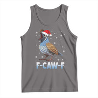 Funny F Caw F Quail Christmas Tank Top Cartoon Quail Bird Santa Hat Poultry Humor - Wonder Print Shop