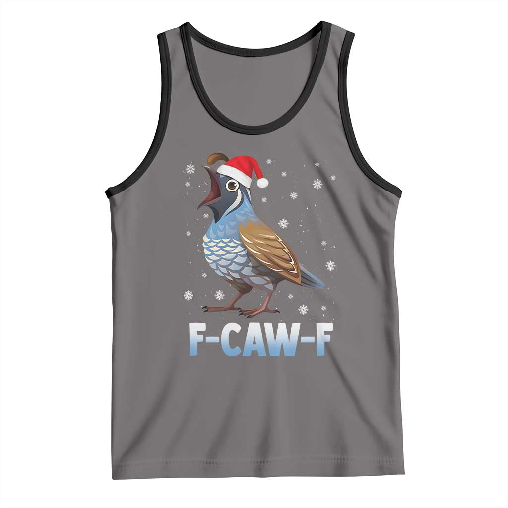 Funny F Caw F Quail Christmas Tank Top Cartoon Quail Bird Santa Hat Poultry Humor - Wonder Print Shop