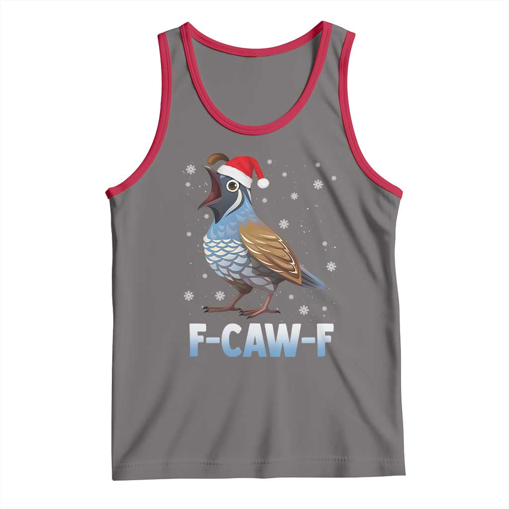 Funny F Caw F Quail Christmas Tank Top Cartoon Quail Bird Santa Hat Poultry Humor - Wonder Print Shop