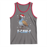 Funny F Caw F Quail Christmas Tank Top Cartoon Quail Bird Santa Hat Poultry Humor - Wonder Print Shop