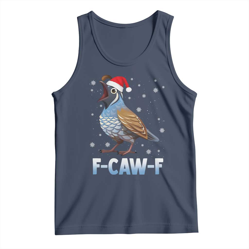 Funny F Caw F Quail Christmas Tank Top Cartoon Quail Bird Santa Hat Poultry Humor - Wonder Print Shop