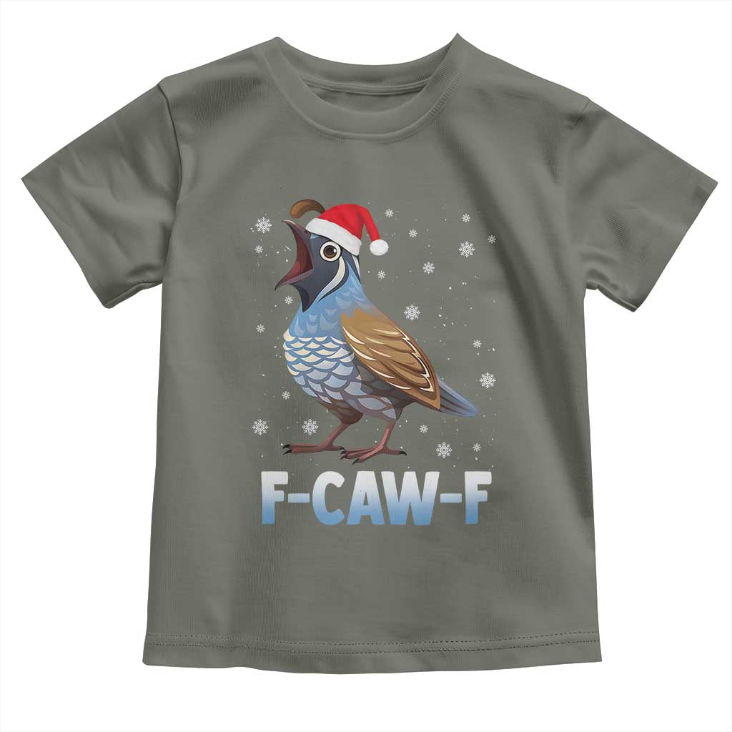 Funny F Caw F Quail Christmas Toddler T Shirt Cartoon Quail Bird Santa Hat Poultry Humor - Wonder Print Shop